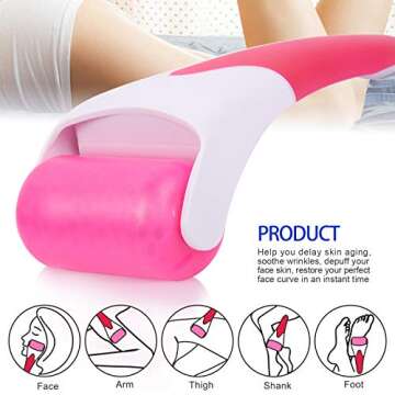 Teenitor Ice Roller, Cold Therapy for Face & Eye Puffiness Relief, Reduce Inflammation, Swelling, and Pain, Mint Scent, Red