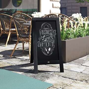 A Frame Chalkboard by HBCY Creations: 40x20 Solid Wood A-Frame Sign Black Double-Sided Magnetic Board, Chalkboard Menu Board, for Restaurants, Cafés, Weddings - Heavy Duty Hinges