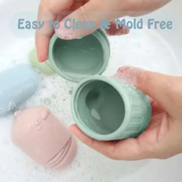 Ginbear Silicone Baby Bath Toys, Mold Free Squirty Bath Toy for Toddlers, Preschool Bath Toys for Infants, Non-Toxic Bathtub Toys for Babies 6 Months+ (Pack of 4)