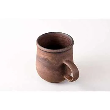 Large Unglazed 12.5 oz Handcrafted Tea Cup Big ceramic handmade pottery coffee mug for anniversary, ...