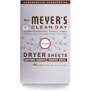 Mrs. Meyer's Dryer Sheets, Lavender - 80 Count - Eco-Friendly Comfort
