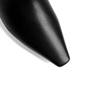 MOOMMO Women Kitten Heel Over Knee High Boots Square Toe Matte Pull On Wide Calf Pleated Low Heel Thigh Boots Stylish Retro Dress Boots Chic Party Comfy Black Size 8.5 M US