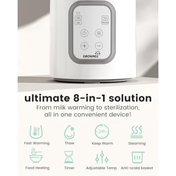 Bottle Warmer, GROWNSY 8-in-1 Fast Baby Milk Warmer with Timer for Breastmilk or Formula, Accurate Temperature Control, with Defrost, Sterili-zing, Keep, Heat Baby Food Jars Function