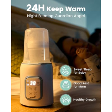 Bottle Warmer, GROWNSY 8-in-1 Fast Baby Milk Warmer with Timer for Breastmilk or Formula, Accurate Temperature Control, with Defrost, Sterili-zing, Keep, Heat Baby Food Jars Function