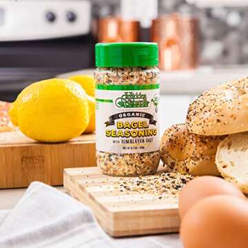 Organic Everything Bagel Seasoning Blend: Himalayan Sea Salt Sesame & Dried Poppy Seeds - Kosher Top...