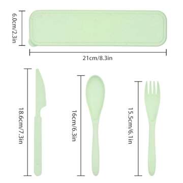 4 Set Reusable Utensils Set with Case, Travel Utensils with Case, Reusable Plastic Spoons and Forks Sets for Lunch Box Accessories, Portable Cutlery Set for Kids Adults Picnic Camping Work Use