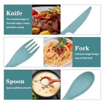 4 Set Reusable Utensils Set with Case, Travel Utensils with Case, Reusable Plastic Spoons and Forks Sets for Lunch Box Accessories, Portable Cutlery Set for Kids Adults Picnic Camping Work Use