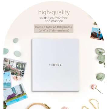 Kiera Grace 400-Pocket Jocelyn Simple & Classic Photo Album for Home & Office with CD Storage Pocket, 13.19"x12.01"x1.5" to Display 400 4"x6" Pictures, Gray