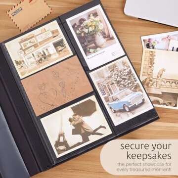 Kiera Grace 400-Pocket Jocelyn Simple & Classic Photo Album for Home & Office with CD Storage Pocket, 13.19"x12.01"x1.5" to Display 400 4"x6" Pictures, Gray