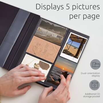 Kiera Grace 400-Pocket Jocelyn Simple & Classic Photo Album for Home & Office with CD Storage Pocket, 13.19"x12.01"x1.5" to Display 400 4"x6" Pictures, Gray