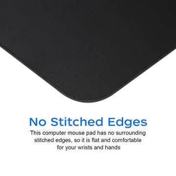 JIKIOU Mouse Pad with Comfortable Edge, 3 Pack Premium-Textured & Washable Mousepad Bulk with Non-Slip Rubber Base, Mouse Pads for Computers, Laptop, PC, Office & Home, 9.45 x 7.87 in, Black