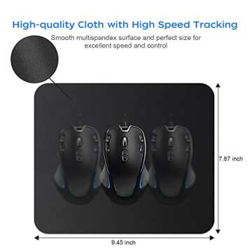 JIKIOU Mouse Pad with Comfortable Edge, 3 Pack Premium-Textured & Washable Mousepad Bulk with Non-Slip Rubber Base, Mouse Pads for Computers, Laptop, PC, Office & Home, 9.45 x 7.87 in, Black