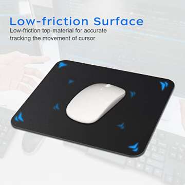 JIKIOU Mouse Pad with Comfortable Edge, 3 Pack Premium-Textured & Washable Mousepad Bulk with Non-Slip Rubber Base, Mouse Pads for Computers, Laptop, PC, Office & Home, 9.45 x 7.87 in, Black