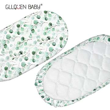 Gllquen Baby Bassinet Sheets 4 Pack, Breathable Cozy Fitted Mattress Sheet, Elastic Travel Crib Fashionable Floral Pattern, Standard Cradle Safe Sheets for Baby Boy Girls 32"X16"(Greenery)