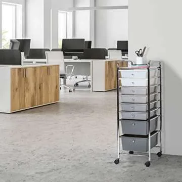 Seville Classics 8-Drawer Multipurpose Mobile Rolling Utility Storage Bin Organizer Cart, Gradient Gray
