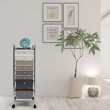 Seville Classics 8-Drawer Multipurpose Mobile Rolling Utility Storage Bin Organizer Cart, Gradient Gray