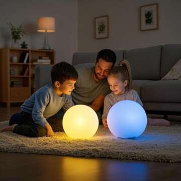 Mr.Go 12-inch Rechargeable LED Ball Light, RGB Color-Changing Globe Orb Lamp w/Remote, Home Kids Roo...
