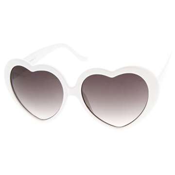 zeroUV Oversized Heart Shaped Sunglasses UV400 Cute Trendy Love Fashion Eyewear for Women 52mm (Whit...