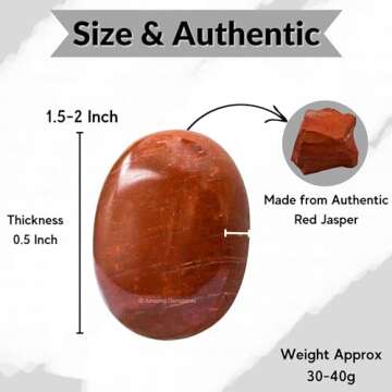 Red Jasper Crystals and Healing Stones - Large Palm Stone Crystals Piedra - Crystal for Good Luck, Balanced Positive Energy, Meditation - Unique Stocking Stuffers and Birthday Gifts for Women, Men