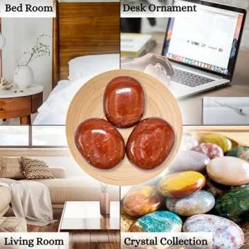 Red Jasper Crystals and Healing Stones - Large Palm Stone Crystals Piedra - Crystal for Good Luck, Balanced Positive Energy, Meditation - Unique Stocking Stuffers and Birthday Gifts for Women, Men