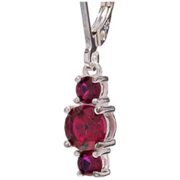 Amazon Essentials Sterling Silver Created Ruby Dangle Earrings - July Birthstone