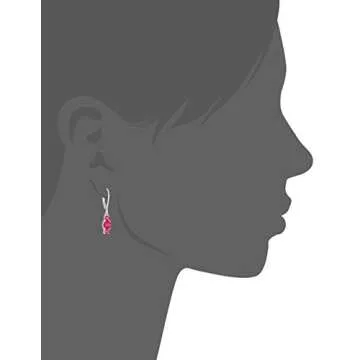 Amazon Essentials Sterling Silver Ruby Dangle Earrings