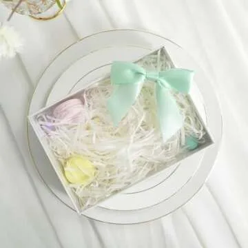 AIMUDI Twist Tie Bows for Treat Bags 3.5" Aqua Blue Satin Ribbon Bows for Crafts Premade Bows with Twist Ties for Crafts Cake Pop Candy Apple Small Bows for Gift Wrapping Wedding Decor, 50 PCs