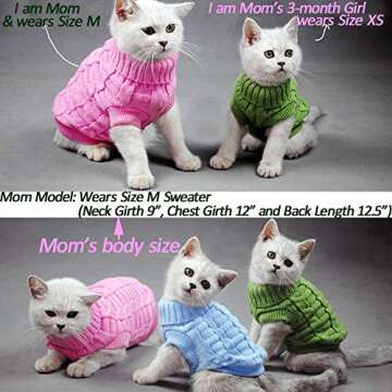 Bro'Bear Cable Knit Turtleneck Sweater for Small Dogs & Cats Knitwear (Blue, Medium)