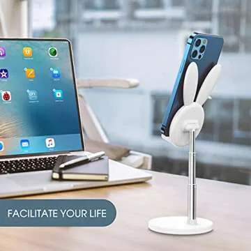Cute Bunny Cell Phone Stand - Adjustable & Stable Holder