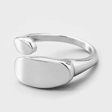 Womens Open Dainty Simple Twist Spiral Wrap Dome Ring,Adjust Adjustable S925 Sterling Silver Irregul...
