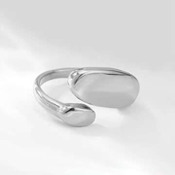 Dainty Twist Spiral Adjustable Silver Ring for Women