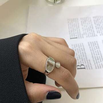 Dainty Twist Spiral Adjustable Silver Ring for Women