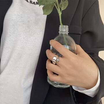 Dainty Twist Spiral Adjustable Silver Ring for Women