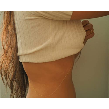 Elegant 14k Gold Body Chain for Women, Stylish Bikini Necklace
