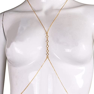 Elegant 14k Gold Body Chain for Women, Stylish Bikini Necklace