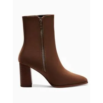 Coutgo Stylish Women's Ankle Boots with Chunky Heel