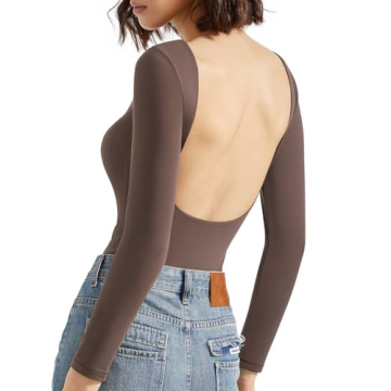 SUUKSESS Women's Y2k Backless Bodysuit - Double Lined, Sexy & Comfortable