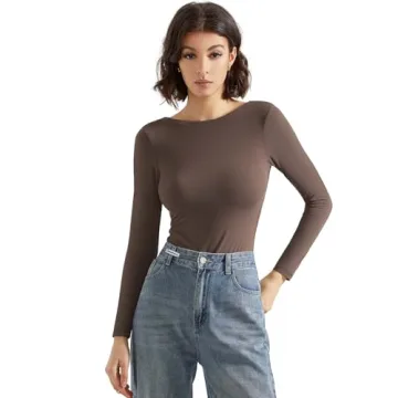 SUUKSESS Women Y2k Backless Bodysuit Double Lined Comfortable