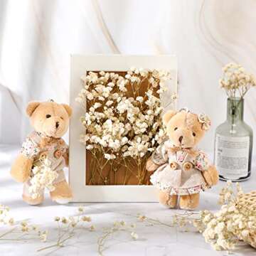 Fumete 200 Pcs Mini Dried Baby Breath Flowers Valentine's Day Ivory Natural Flowers Bulk Dried Gypsophila for Vase Wedding Invitation Card DIY Candle Making Decor Craft Party Resin Art 2-4 in