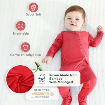 HAPIU Rayon from Bamboo Baby Footed Pajamas, 2 Way Zipper YKK, Footie for Baby Boy Girls, Newborn-24...