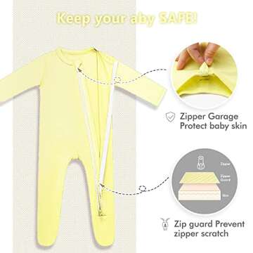 HAPIU Rayon from Bamboo Baby Footed Pajamas, 2 Way Zipper YKK, Footie for Baby Boy Girls, Newborn-24 Months, 2-Pack, Molten Lava & Lemon Grass, 12-18 Months
