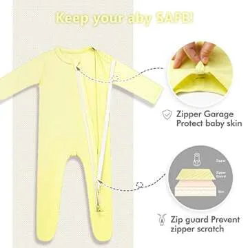 HAPIU Rayon from Bamboo Baby Footed Pajamas, 2 Way Zipper YKK, Footie for Baby Boy Girls, Newborn-24 Months, 2-Pack, Molten Lava & Lemon Grass, 12-18 Months