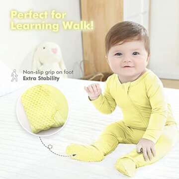 HAPIU Rayon from Bamboo Baby Footed Pajamas, 2 Way Zipper YKK, Footie for Baby Boy Girls, Newborn-24 Months, 2-Pack, Molten Lava & Lemon Grass, 12-18 Months