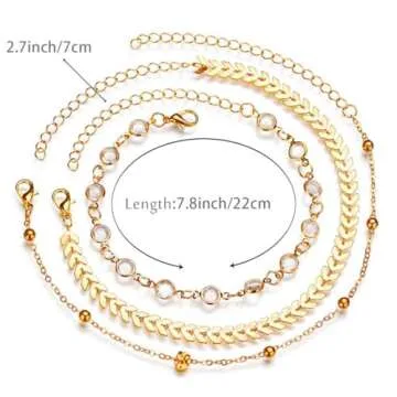 Zoestar Three-Layer Ankle Bracelet Gold Rhinestone Foot Chain Summer Sand Beach Anklet Foot Jewelry ...