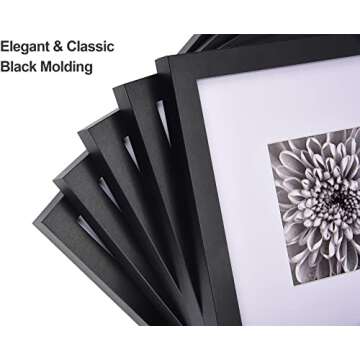 Yaetm 12x12 Picture Frames Black Set of 9, Square Photo Frame Displays 8x8 with Mat or 12x12 without...