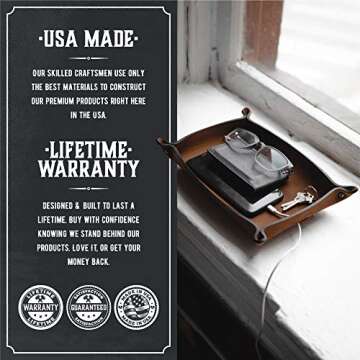Leather Valet Tray for Men | Made in The USA | EDC Dump Tray for Keys, Phone, Wallet | Catch All Key Tray