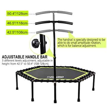 ONETWOFIT 48" Mini Trampoline with Adjustable Handlebar