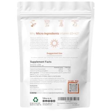 Micro Ingredients Vitamin D3 5000 IU with K2 100 mcg, 300 Soft-Gels | K2 MK-7 with D3 Vitamin Supple...