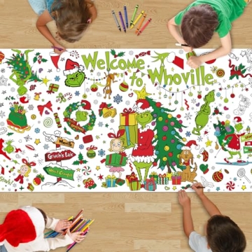 Wninbu Christmas Crafts for Kids-Giant Christmas Coloring Tablecloth Poster 72x30 Inches,Jumbo Chris...