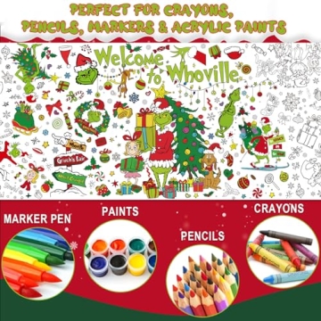 Giant Christmas Coloring Tablecloth for Kids Activities